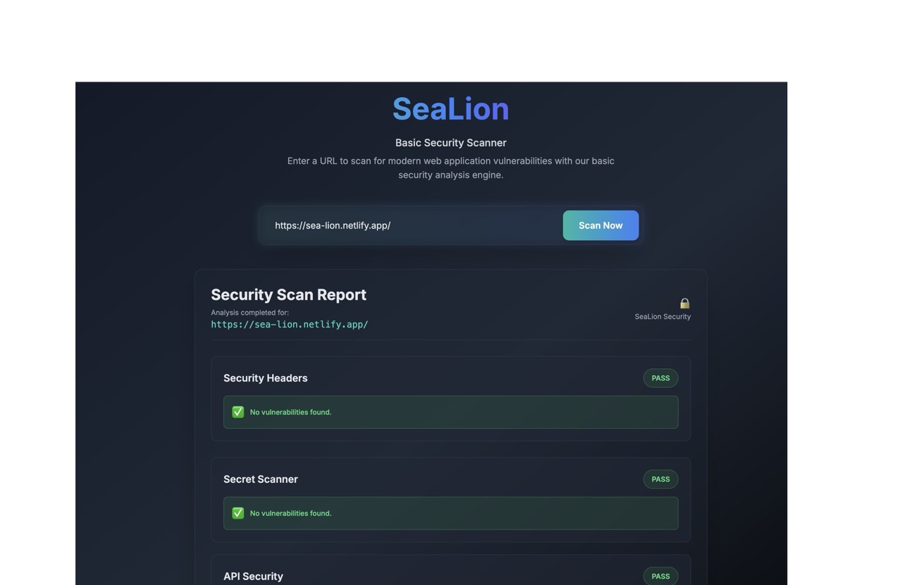 SeaLion Security Scanner Screenshot
